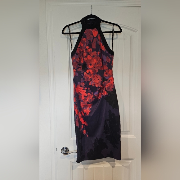 Karen Millen Dresses & Skirts - Sleeveless Floral Sheath Dress in Red and Purple